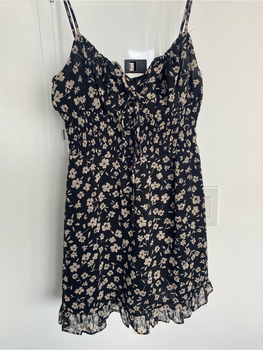 Dress Forum Black and Cream Floral Mini Dress